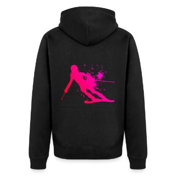 Skiing Freestyle Skifahrer Skifahren Ski - Unisex Premium Bio Zip Hoodie - Schwarz - Hinten - Nico (187cm)