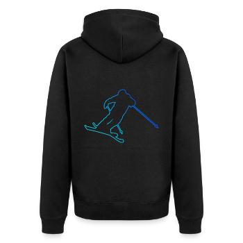 Ski Freestyle Slopestyle Freestyle Ski Herren - Unisex Premium Bio Zip Hoodie - Schwarz - Hinten - Nico (187cm)
