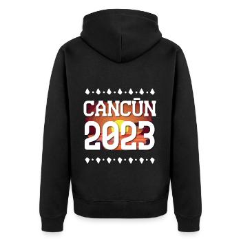 Cancun 2023 - Unisex Premium Bio Zip Hoodie - Schwarz - Hinten - Nico (187cm)