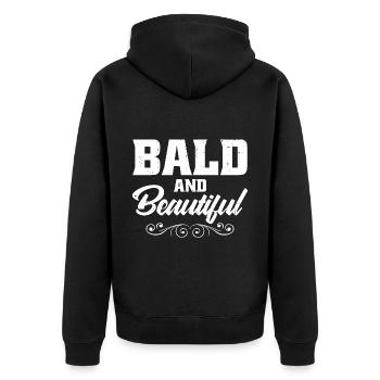 Kahl und schön - Unisex Premium Bio Zip Hoodie - Schwarz - Hinten - Nico (187cm)
