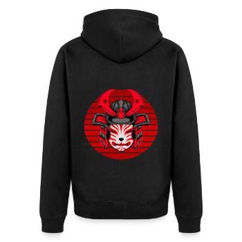 Kitsun Vaporwave Japonais Kami Vaporwave Kitsune - Veste à capuche bio Premium Unisexe - noir - Dos - Nico (187cm)
