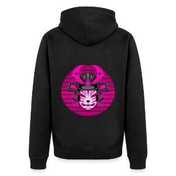 Kitsun Vaporwave Japonais Kami Vaporwave Kitsune - Veste à capuche bio Premium Unisexe - noir - Dos - Nico (187cm)