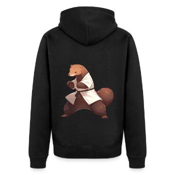 Judo Mungo - Unisex Premium Bio Zip Hoodie - Schwarz - Hinten - Nico (187cm)