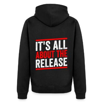 Loslassen Axtwerfen Liebhaber Experte Axtwerfer - Unisex Premium Bio Zip Hoodie - Schwarz - Hinten - Nico (187cm)