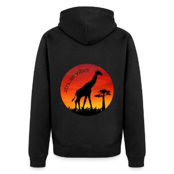 giraffe 1 - Unisex Premium Bio Zip Hoodie - Schwarz - Hinten - Nico (187cm)