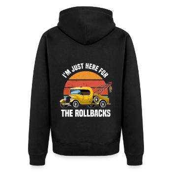 Abschleppwagen | Abschlepper Auto Panne Geschenke - Unisex Premium Bio Zip Hoodie - Schwarz - Hinten - Nico (187cm)