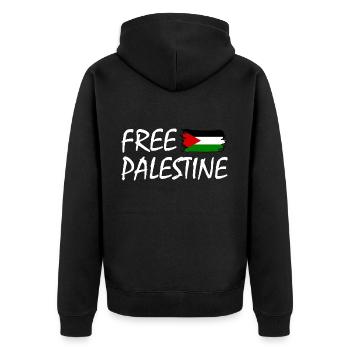 Free palestine - Unisex Premium Bio Zip Hoodie - Schwarz - Hinten - Nico (187cm)