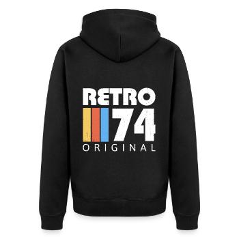 1974 Anniversaire Né En 1974 Rétro Vintage - Veste à capuche bio Premium Unisexe - noir - Dos - Nico (187cm)