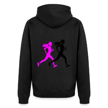 Running Marathon Woman Silhouette - Unisex Premium Organic Zip Hoodie - black - Back - Nico (187cm)