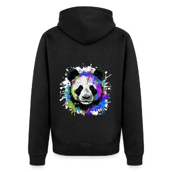 Portrait De Tête De Panda Coloré - Veste à capuche bio Premium Unisexe - noir - Dos - Nico (187cm)