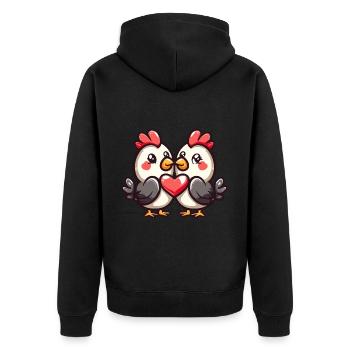 Couple De Poulet Amoureux Animal Saint Valentin - Veste à capuche bio Premium Unisexe - noir - Dos - Nico (187cm)