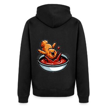 Poulet frit Ailes de poulet Poulet Cadeau - Veste à capuche bio Premium Unisexe - noir - Dos - Nico (187cm)