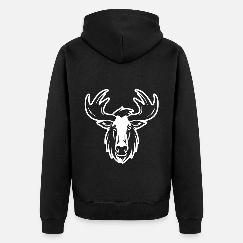 Elch Kopf - Unisex Premium Bio Zip Hoodie - Schwarz