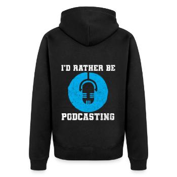 Lustiges Podcasting Podcast-Host - Unisex Premium Bio Zip Hoodie - Schwarz - Hinten - Nico (187cm)