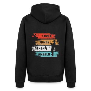 Cool Guys Go Fishing Angler - Unisex Premium Organic Zip Hoodie - black - Back - Nico (187cm)