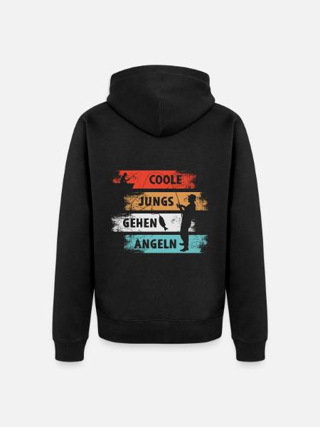 Kule gutta fiskefiskere - Premium økologisk unisex-hettejakke - svart