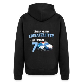 7 Birthday Police 7 Year Old - Unisex Premium Organic Zip Hoodie - black - Back - Nico (187cm)