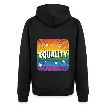 LGBTQ Equality - Unisex Premium Bio Zip Hoodie - Schwarz - Hinten - Nico (187cm)