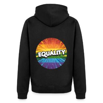 LGBTQ Equality - Unisex Premium Bio Zip Hoodie - Schwarz - Hinten - Nico (187cm)