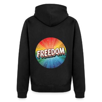LGBTQ Freedom - Unisex Premium Bio Zip Hoodie - Schwarz - Hinten - Nico (187cm)