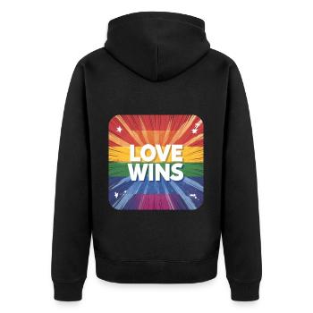 LGBTQ Love Wins - Unisex Premium Bio Zip Hoodie - Schwarz - Hinten - Nico (187cm)