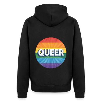 LGBTQ Queer - Unisex Premium Bio Zip Hoodie - Schwarz - Hinten - Nico (187cm)