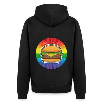 LGBTQ Hamburger - Unisex Premium Bio Zip Hoodie - Schwarz - Hinten - Nico (187cm)