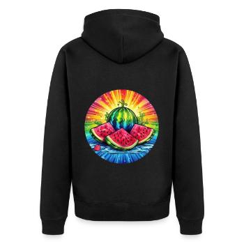 LGBTQ Melone - Unisex Premium Bio Zip Hoodie - Schwarz - Hinten - Nico (187cm)