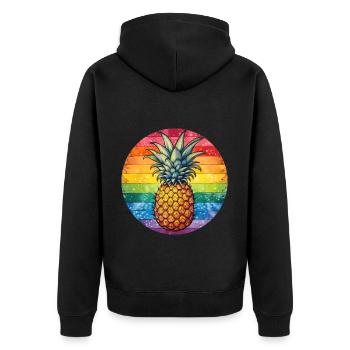 LGBTQ Ananas - Unisex Premium Bio Zip Hoodie - Schwarz - Hinten - Nico (187cm)