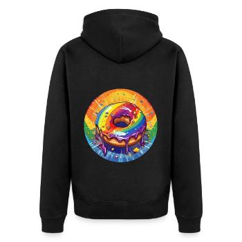 LGBTQ Donut - Unisex Premium Organic Zip Hoodie - black - Back - Nico (187cm)