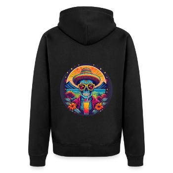 5 de Mayo Party Drinko de Mayo Sugar Skull Drink - Unisex Premium Organic Zip Hoodie - black - Back - Nico (187cm)