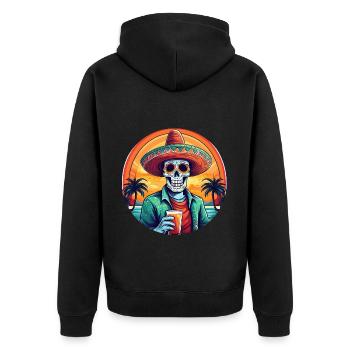 5 de Mayo Party Drinko de Mayo Sugar Skull Drink - Unisex Premium Organic Zip Hoodie - black - Back - Nico (187cm)