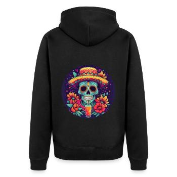 5 de Mayo Party Drinko de Mayo Sugar Skull Drink - Unisex Premium Organic Zip Hoodie - black - Back - Nico (187cm)