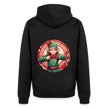 Weihnachtself Bogenschießen - Unisex Premium Bio Zip Hoodie - Schwarz - Hinten - Nico (187cm)
