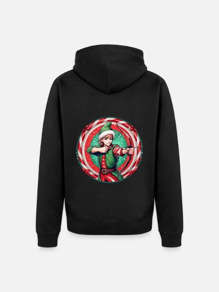 Weihnachtself Bogenschießen - Unisex Premium Bio Zip Hoodie - Schwarz
