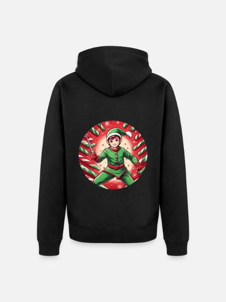 Christmas Elf Fence - Unisex Premium Organic Zip Hoodie - black