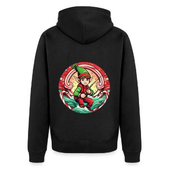 Weihnachtself Angeln - Unisex Premium Bio Zip Hoodie - Schwarz - Hinten - Nico (187cm)