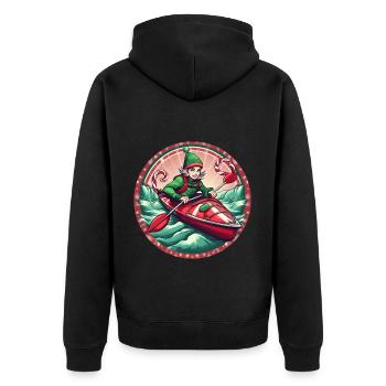 Weihnachtself-kajakfahren - Unisex Premium Bio Zip Hoodie - Schwarz - Hinten - Nico (187cm)