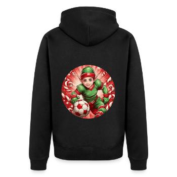 Weihnachtself Fußball Fußball - Unisex Premium Bio Zip Hoodie - Schwarz - Hinten - Nico (187cm)