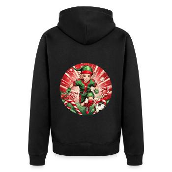 Weihnachtself Fußball Fußball - Unisex Premium Bio Zip Hoodie - Schwarz - Hinten - Nico (187cm)