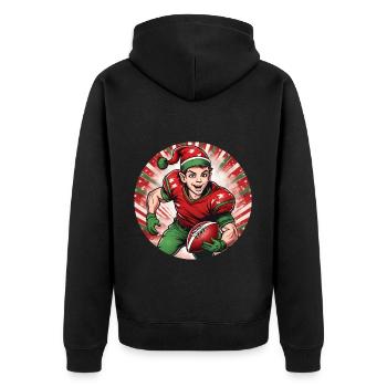 Elfe de Noël Football Américain - Veste à capuche bio Premium Unisexe - noir - Dos - Nico (187cm)