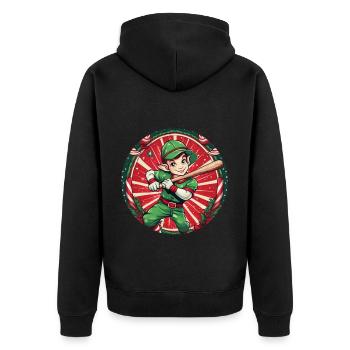 Christmas Elf Baseball - Unisex Premium Organic Zip Hoodie - black - Back - Nico (187cm)