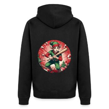 Christmas Elf baseball - Unisex Premium Organic Zip Hoodie - black - Back - Nico (187cm)