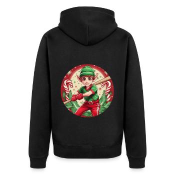 Christmas Elf baseball - Unisex Premium Organic Zip Hoodie - black - Back - Nico (187cm)