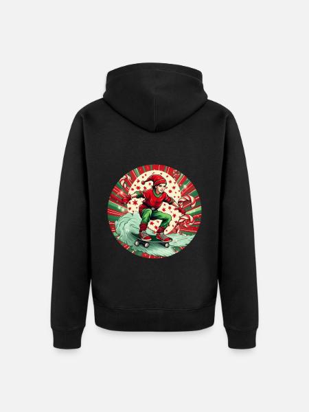 Christmas Elf Skateboarding - Unisex Premium Organic Zip Hoodie - black