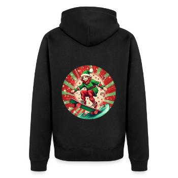 Weihnachtself Skateboarding - Unisex Premium Bio Zip Hoodie - Schwarz - Hinten - Nico (187cm)