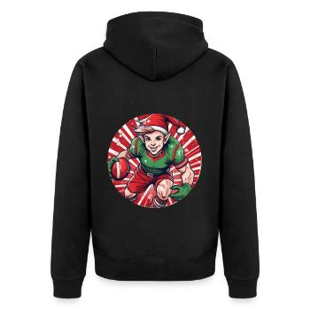 Christmas Elf Rugby - Unisex Premium Bio Zip Hoodie - Schwarz - Hinten - Nico (187cm)