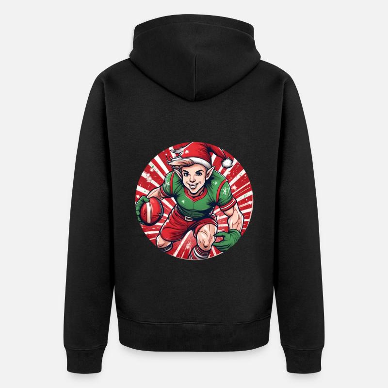 Elfe de Noël Rugby - Veste à capuche bio Premium Unisexe - noir