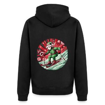 Christmas Elf Skiing - Unisex Premium Organic Zip Hoodie - black - Back - Nico (187cm)