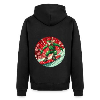 Christmas Elf Snowboarding - Unisex Premium Organic Zip Hoodie - black - Back - Nico (187cm)